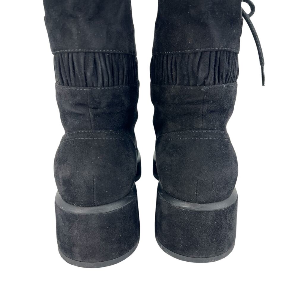 Chanel CC Suede Quilted Lace Up Combat Cap Toe Boots in Black - Picture 11 of 16
